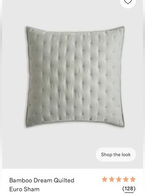 NWOT Quince Bamboo Dream Quilted Euro Sham Set of 2 in Eucalyptus Green